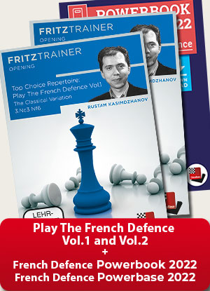 image of product: Top Choice Repertoire: Play the French Defence Vol.1 & 2 and French Defence Powerbook and Base