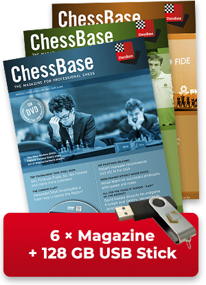 Abonnement annuel à ChessBase Magazine + clef USB ChessBase original de 128 Go *
