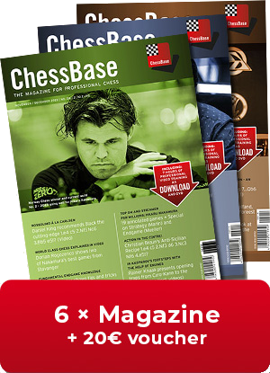 ChessBase Magazine one year subscription + 20 Euro ChessBase Voucher